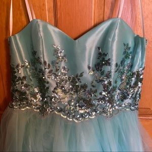 Light Blue Sequin Homecoming Prom Dress Tulle